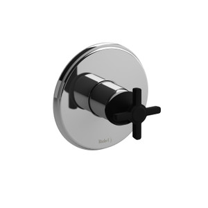 Momenti 1/2 Inch Pressure Balance Trim  - Chrome and Black with Cross Handles | Model Number: TMMRD51+CBK - Product Knockout