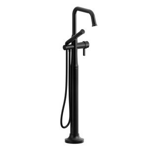 Momenti™ Single Hole Floor Mount Tub Filler Trim With U-Spout - Black | Model Number: TMMSQ39JBK