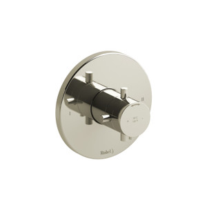 Pallace 1/2 Inch Thermostatic and Pressure Balance Trim with up to 3 Functions  - Polished Nickel with Cross Handles | Model Number: TPATM44+PN - Product Knockout