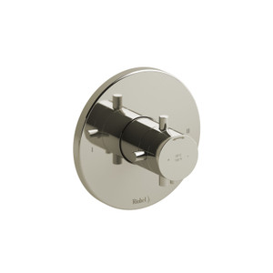 Riu 1/2 Inch Thermostatic and Pressure Balance Trim with up to 3 Functions  - Polished Nickel with Cross Handles | Model Number: TRUTM44+PN - Product Knockout