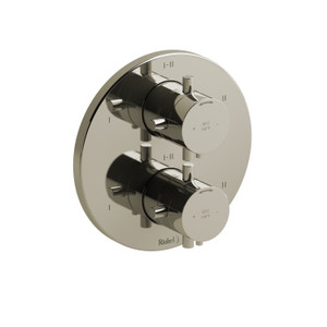Riu 3/4 Inch Thermostatic and Pressure Balance Trim with up to 6 Functions  - Polished Nickel with Cross Handles | Model Number: TRUTM46+PN - Product Knockout