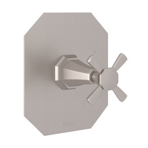 Deco Pressure Balance Trim without Diverter - Satin Nickel with Cross Handle | Model Number: U.5107X-STN - Product Knockout