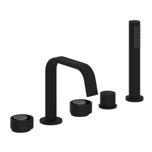 DISCONTINUED Eclissi™ 5-Hole Deck Mount Tub Filler With U-Spout - Matte Black/Satin Nickel | Model Number: EC05D5IWMBN
