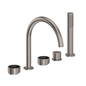 DISCONTINUED Eclissi™ 5-Hole Deck Mount Tub Filler With C-Spout - Satin Nickel/Matte Black | Model Number: EC06D5IWSNB