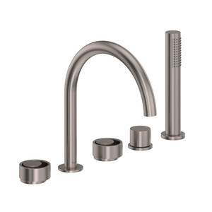 DISCONTINUED Eclissi™ 5-Hole Deck Mount Tub Filler With C-Spout - Satin Nickel | Model Number: EC06D5IWSTN