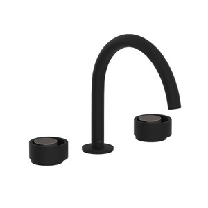 Eclissi Widespread Bathroom Faucet - C-Spout - Matte Black with Satin Nickel Accent with Circular Handle | Model Number: EC08D3IWMBN - Product Knockout