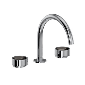 Eclissi Widespread Bathroom Faucet - C-Spout - Polished Chrome with Satin Nickel Accent with Circular Handle | Model Number: EC08D3IWPCN - Product Knockout