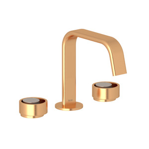 Eclissi Widespread Bathroom Faucet - U-Spout - Satin Gold with Satin Nickel Accent with Circular Handle | Model Number: EC09D3IWSGN - Product Knockout