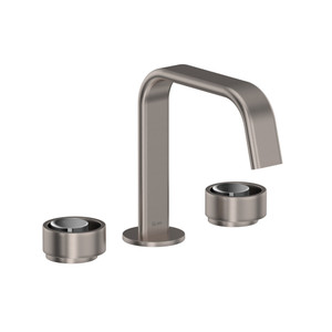 Eclissi Widespread Bathroom Faucet - U-Spout - Satin Nickel with Polished Chrome Accent with Circular Handle | Model Number: EC09D3IWSNC - Product Knockout