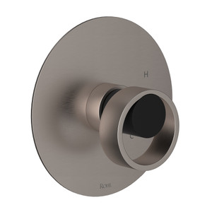 Eclissi Pressure Balance Trim without Diverter - Satin Nickel with Matte Black Accent with Circular Handle | Model Number: EC10W1IWSNB - Product Knockout