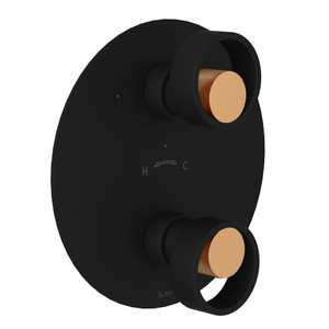 Eclissi 1/2 Inch Thermostatic Trim with Diverter - Matte Black with Satin Gold Accent with Circular Handle | Model Number: EC12W2IWMBG - Product Knockout