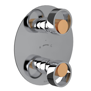 Eclissi 1/2 Inch Thermostatic Trim with Diverter - Polished Chrome with Satin Gold Accent with Circular Handle | Model Number: EC12W2IWPCG - Product Knockout