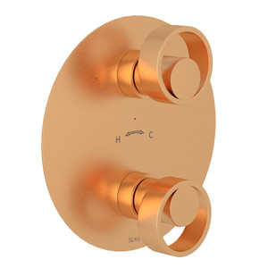 Eclissi 1/2 Inch Thermostatic Trim with Diverter - Satin Gold with Circular Handle | Model Number: EC12W2IWSG - Product Knockout