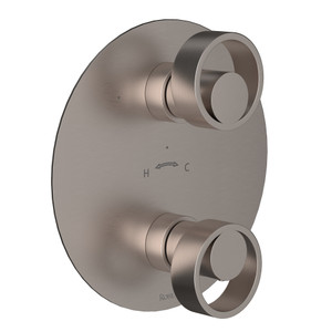 Eclissi 1/2 Inch Thermostatic Trim with Diverter - Satin Nickel with Circular Handle | Model Number: EC12W2IWSTN - Product Knockout