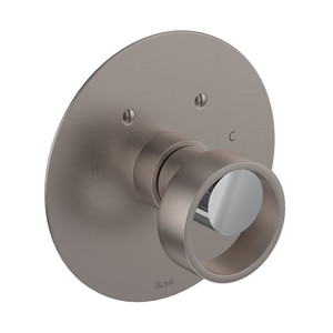 Eclissi 3/4 Inch Thermostatic Trim without Volume Control - Satin Nickel with Polished Chrome Accent with Circular Handle | Model Number: EC13W1IWSNC - Product Knockout