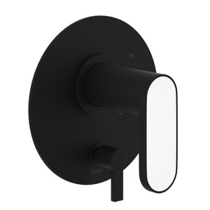 Miscelo Pressure Balance Trim with Diverter - Matte Black Spout with Bianco Insert with Lever Handle with Insert | Model Number: MI11W1BLMB - Product Knockout