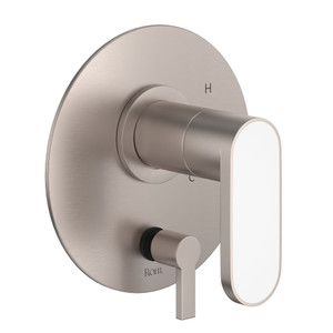 Miscelo Pressure Balance Trim with Diverter - Satin Nickel Spout with Bianco Insert with Lever Handle with Insert | Model Number: MI11W1BLSTN - Product Knockout
