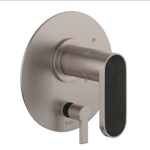 Miscelo Pressure Balance Trim with Diverter - Satin Nickel Spout with Greystone Quarry Insert with Lever Handle with Insert | Model Number: MI11W1GQSTN - Product Knockout