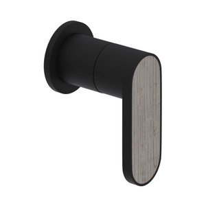 Miscelo Trim for Volume Control and Diverter - Matte Black Spout with Whitewash Barnwood Insert with Lever Handle with Insert | Model Number: MI18W1WBMB - Product Knockout