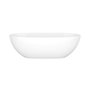 Barcelona 66-7/8 Inch X 31-3/4 Inch Freestanding Soaking Bathtub in Volcanic Limestone&trade; with No Overflow Hole - Gloss White | Model Number: BA2-N-SW-NO - Product Knockout