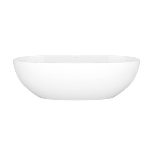 Barcelona 70-1/2 Inch X 34 Inch Freestanding Soaking Bathtub in Volcanic Limestone&trade; with No Overflow Hole - Gloss White | Model Number: BA3-N-SW-NO - Product Knockout