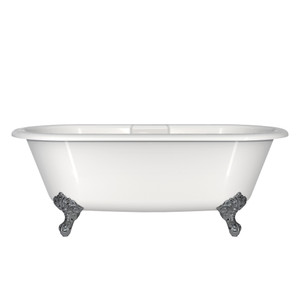 Cheshire 68-5/8 Inch X 31-3/8 Inch Freestanding Soaking Bathtub in Volcanic Limestone&trade; with Overflow Hole - Gloss White | Model Number: CHE-N-SW-OF+FT-CHE-PC - Product Knockout