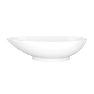 Napoli 74-3/4 Inch X 33-1/4 Inch Freestanding Soaking Bathtub in Volcanic Limestone&trade; with No Overflow Hole - Gloss White | Model Number: NAP-N-SW-NO - Product Knockout