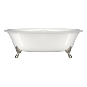 Radford 74-7/8 Inch X 35-7/8 Inch Freestanding Soaking Clawfoot Bathtub in Volcanic Limestone&trade; with Overflow Hole - Gloss White | Model Number: RAD-N-SW-OF+FT-RAD-BN - Product Knockout