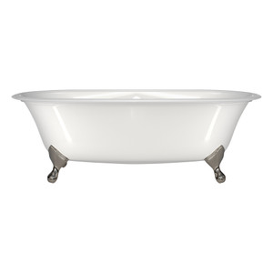 Radford 74-7/8 Inch X 35-7/8 Inch Freestanding Soaking Clawfoot Bathtub in Volcanic Limestone&trade; with Overflow Hole - Gloss White | Model Number: RAD-N-SW-OF+FT-RAD-PN - Product Knockout
