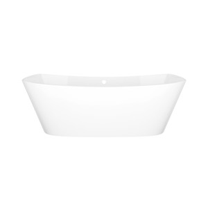 Trivento 65 Inch X 27-7/8 Inch Freestanding Soaking Bathtub in Volcanic Limestone&trade; with Overflow Hole - Gloss White | Model Number: TRV-N-SW-OF - Product Knockout