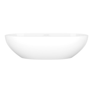 Barcelona 64 Oval 25 Inch Vessel Lavatory Sink in Volcanic Limestone&trade; without Internal Overflow - Gloss White | Model Number: VB-BAR-64-NO - Product Knockout