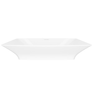 Ravello 60 Rectangular 24-1/8 Inch Vessel Lavatory Sink in Volcanic Limestone&trade; without Internal Overflow - Gloss White | Model Number: VB-RAV-60-NO - Product Knockout