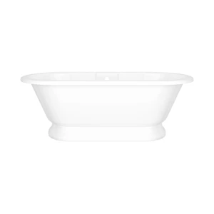 York 69" x 32" Freestanding Soaking Bathtub With Pedestal Base And Void - Standard White (Gloss) | Model Number: YOR-N-SW-OF+YOR-B-SW-OF