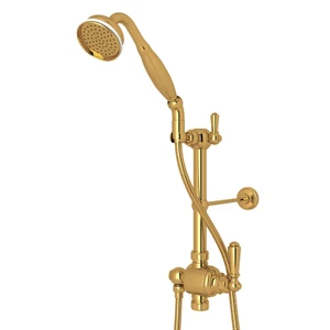 Riser Diverter, Handshower, Handshower Holder, Hose and 8" Thermostatic Outlet - Unlacquered Brass | Model Number: U.5373NLS-ULB
