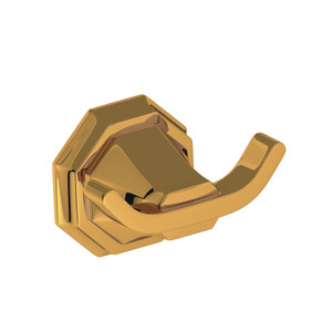 Deco Wall Mount Double Robe Hook - Unlacquered Brass | Model Number: U.6122ULB - Product Knockout