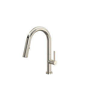 Tenerife Pull-Down Bar and Food Prep Kitchen Faucet with C-Spout - Polished Nickel | Model Number: TE65D1LMPN - Product Knockout