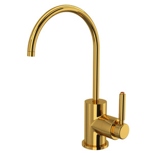 Lux Contemporary C-Spout Hot Water Faucet - Unlacquered Brass with Metal Lever Handle | Model Number: G7545LMULB-2 - Product Knockout
