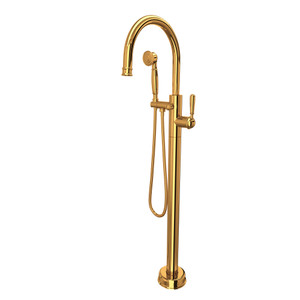 Traditional Single Leg Floor Mount Tub Filler - Italian Brass with Metal Lever Handle | Model Number: T1587LMIB/TO - Product Knockout