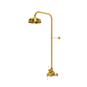 Edwardian Thermostatic Shower Package - Unlacquered Brass with Metal Lever Handle | Model Number: U.KIT2L-ULB - Product Knockout