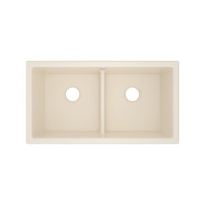 DISCONTINUED Shaker™ 33" Double Bowl Undermount Fireclay Kitchen Sink - Parchment | Model Number: MSUM3318LDPCT
