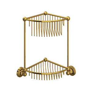 Two Tier Corner Basket - Unlacquered Brass | Model Number: U.6959ULB