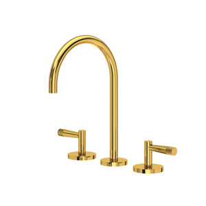 Amahle Widespread Bathroom Faucet With C-Spout - Unlacquered Brass | Model Number: AM08D3LMULB - Product Knockout