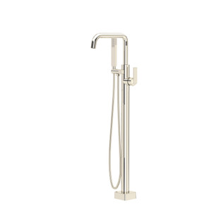 Modern Single Hole Floor Mount Tub Filler Trim - Polished Nickel | Model Number: TCA05HF1LPN