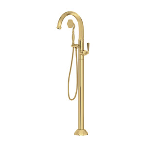 Palladian Single Hole Floor Mount Tub Filler Trim - Satin Unlacquered Brass | Model Number: TPN06HF1LMSUB - Product Knockout