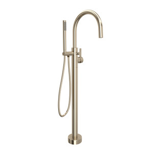 Tenerife Single Hole Floor Mount Tub Filler Trim - Satin Nickel | Model Number: TTE06HF1LMSTN - Product Knockout