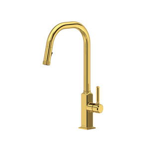 Apothecary™ Pull-Down Kitchen Faucet With U-Spout - Unlacquered Brass | Model Number: AP56D1LMULB