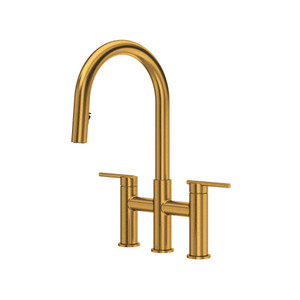 Lateral Bridge Pull-Down Kitchen Faucet With C-Spout - Brushed Gold | Model Number: LT400BG