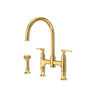 Southbank Bridge Kitchen Faucet With Side Spray - English Gold | Model Number: U.SB57D3LMEG