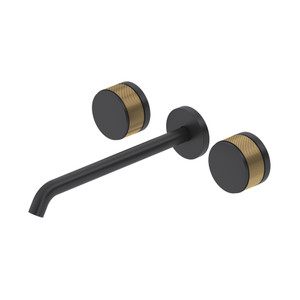Amahle Wall Mount Tub Filler Trim With C-Spout - Matte Black with Antique Gold Accent | Model Number: TAM06W3IWMBA