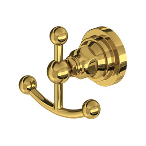 San Giovanni™ Double Robe Hook - Unlacquered Brass | Model Number: A1481LIULB